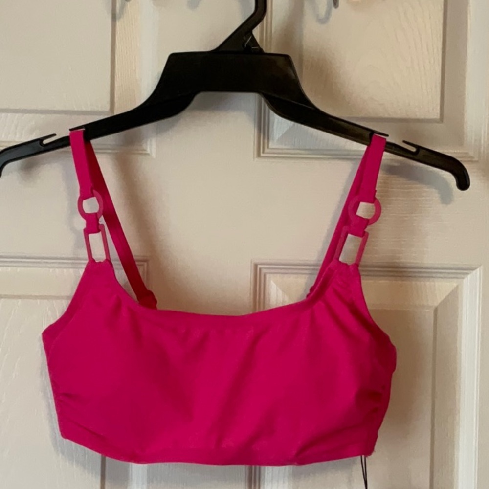 Shade & Shore Women’s Pink Ribbed Underwire Removable Pads Bikini Top Size 36 D